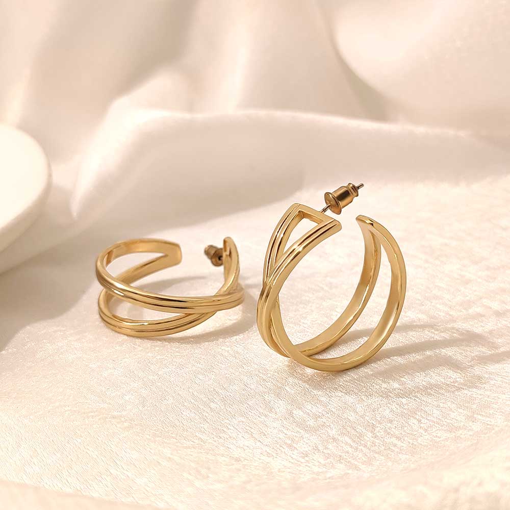 18K Gold Plated Circle/Double C/Infinity/Bobbled C Hoop Earrings S925 Needle 