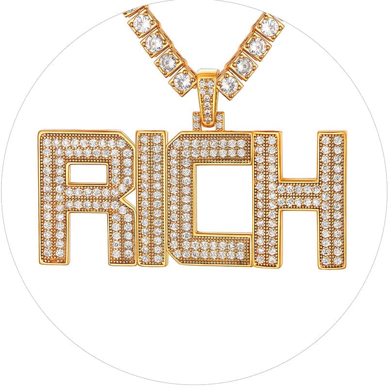 Personalized Gold Plated Full Cubic Zirconia A-Z Letter Initial Necklace 