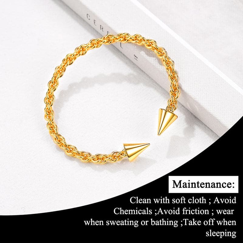 Minimalist Arrow End Solid Twisted Rope Band Bangle Cuff Bracelet 