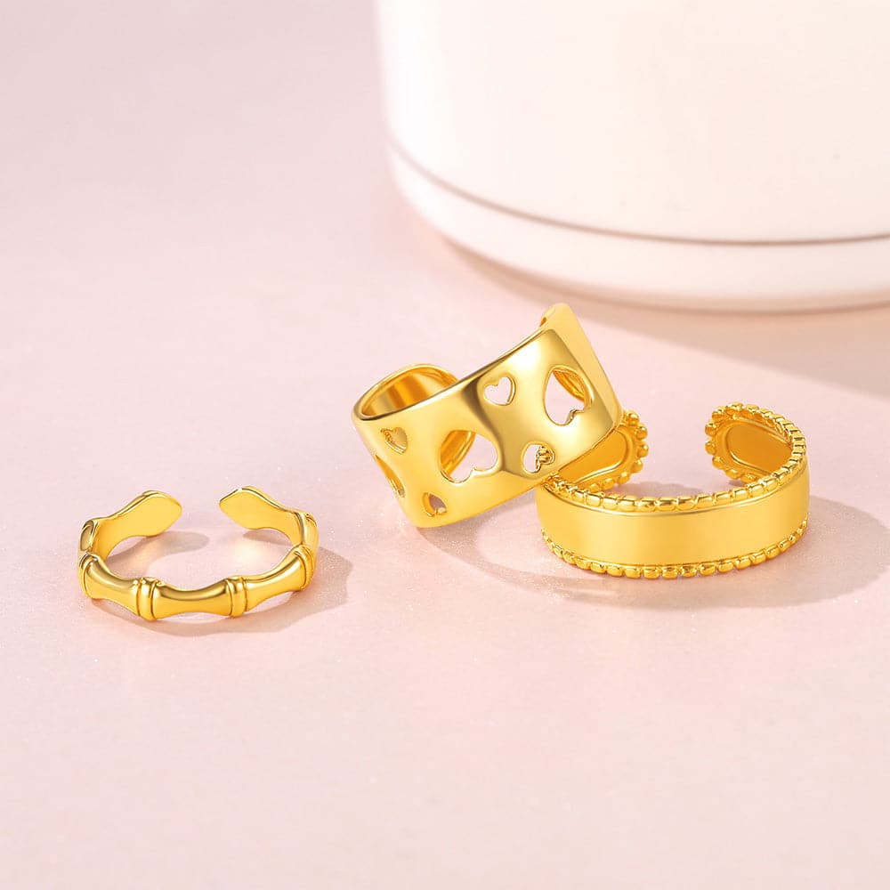 U7 Jewelry Adjustable Ring Sets 3 Pieces Stackable Open Ring For Women 