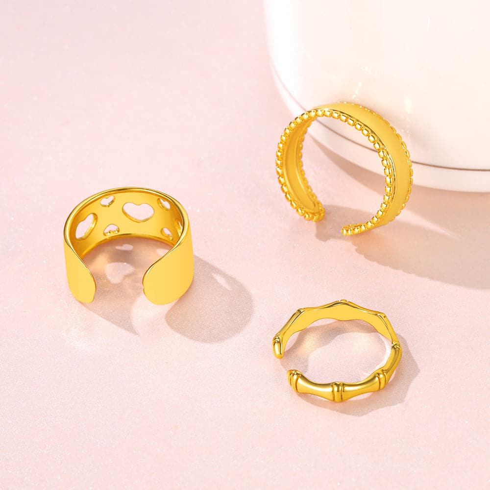 U7 Jewelry Adjustable Ring Sets 3 Pieces Stackable Open Ring For Women 