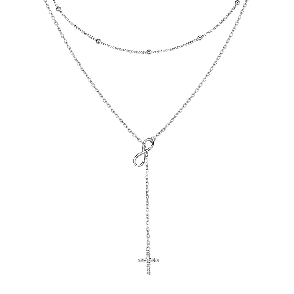 U7 Jewelry Layered Necklace Set Tiny Ball/ Infinity&Cross / Pearl 