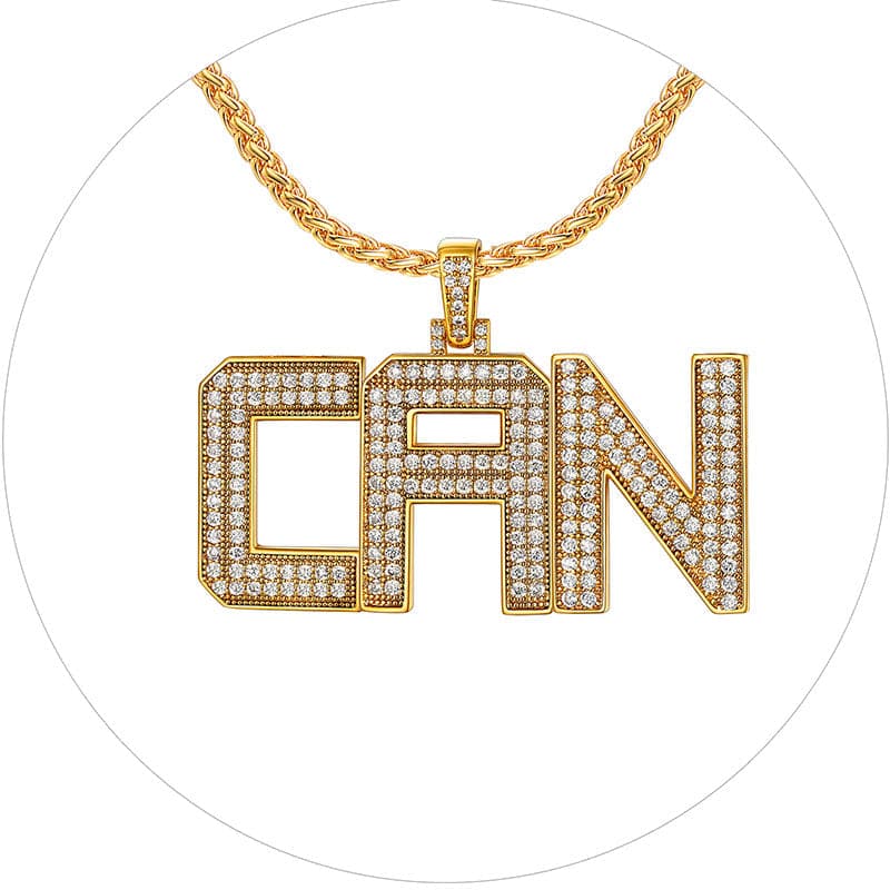 Personalized Gold Plated Full Cubic Zirconia A-Z Letter Initial Necklace 