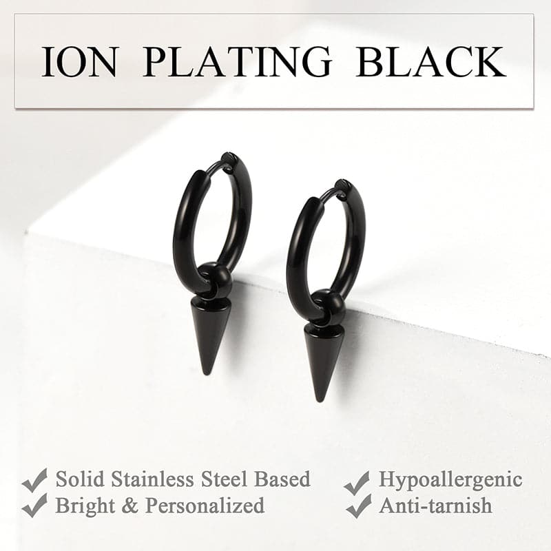 Punk Polished Surgical Stainless Steel Cone Earrings For Men Women 