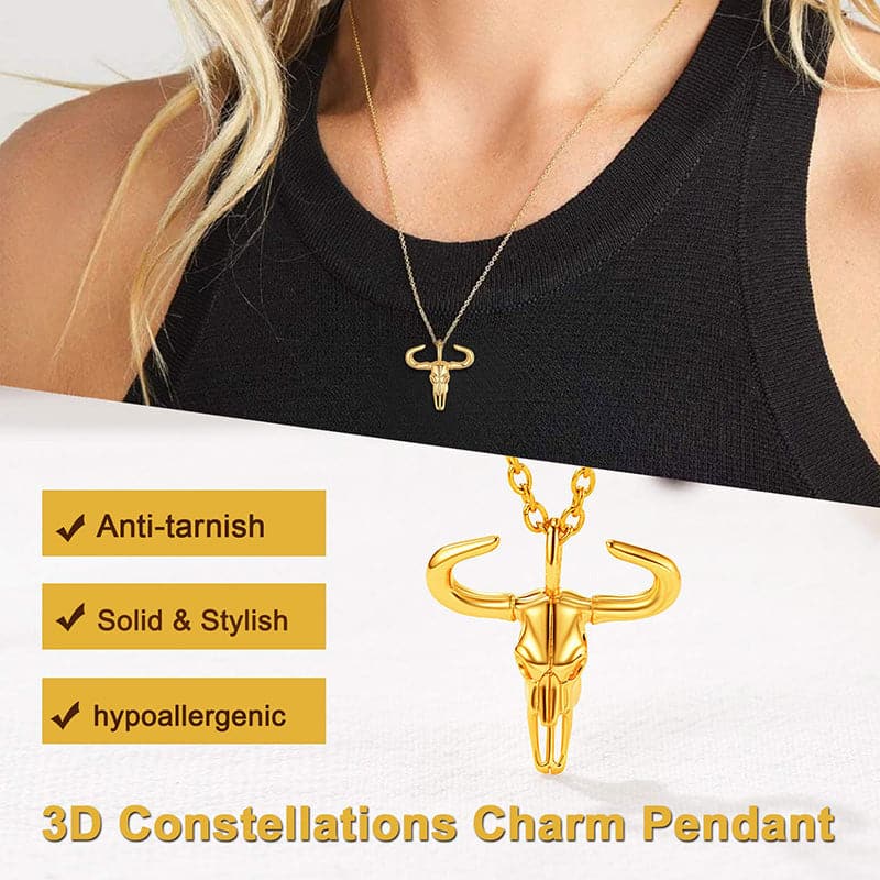 Gold Plated 12 Constellation Taurus Necklace Zodiac Astrology Jewelry 