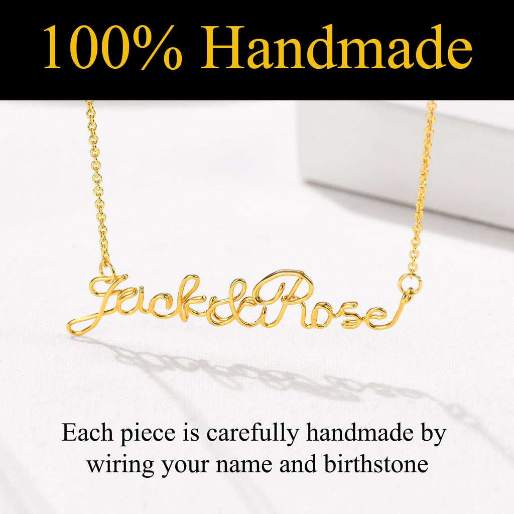 U7 Jewelry Personalized Handmade Wire Name Necklace with Birthstone 