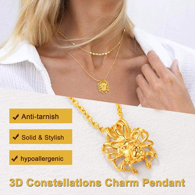 Gold Plated 12 Constellation Leo Necklace Zodiac Astrology Jewelry 