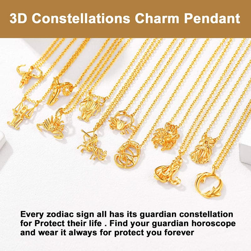 Gold Plated 12 Constellation Sagittarius Necklace Zodiac Astrology Jewelry 