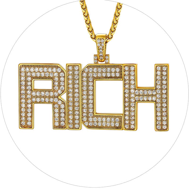 Personalized Gold Plated Full Cubic Zirconia A-Z Letter Initial Necklace 