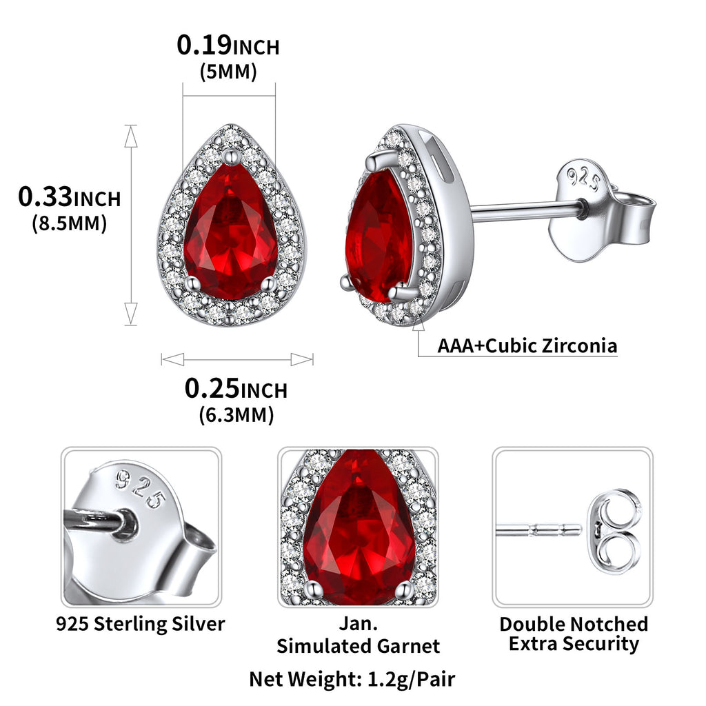 U7 Jewelry Sterling Silver Halo Birthstone Jewelry Set Teardrop 