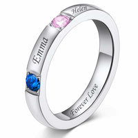 Family Birthstone Ring With Custom Names For Women 