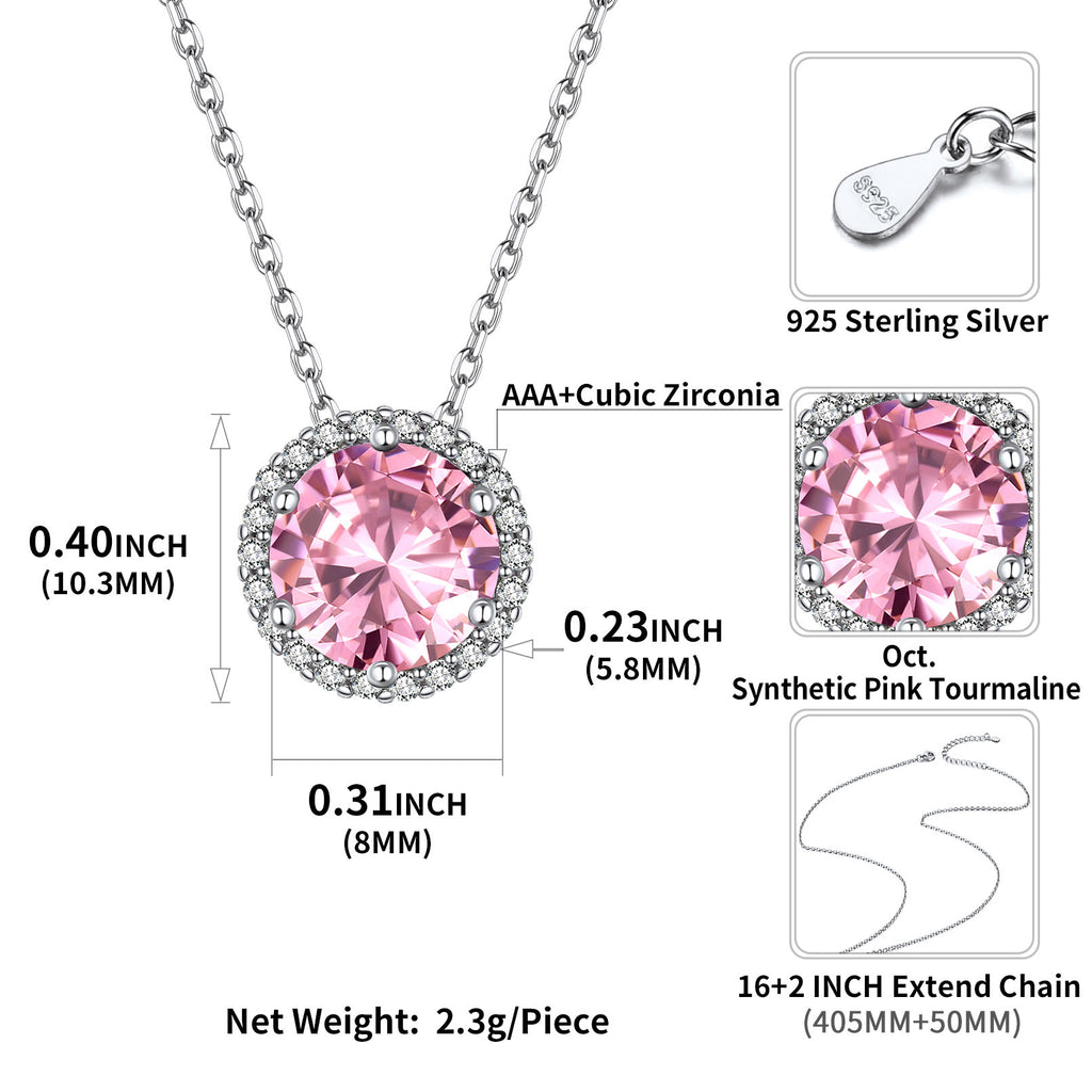 U7 Jewelry S925 Birthstone Jewelry Set Round Necklace Earrings Ring 