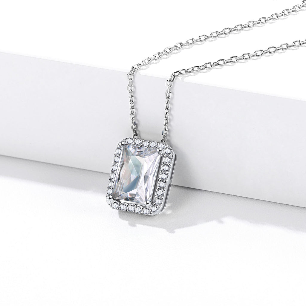 U7 Jewelry Silver Birthstone Jewelry Set Emerald Cut Necklace Earrings Ring 