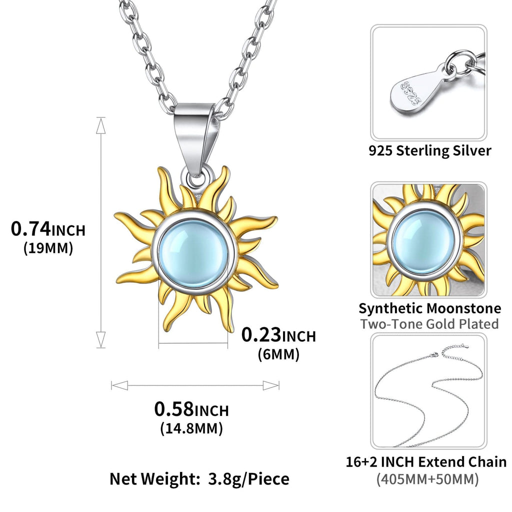 925 Sterling Silver Moonstone Sun Earrings Necklace 