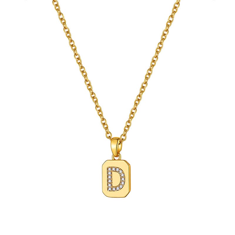 U7 Jewelry Initial Necklace for Women Letter Necklace Square 