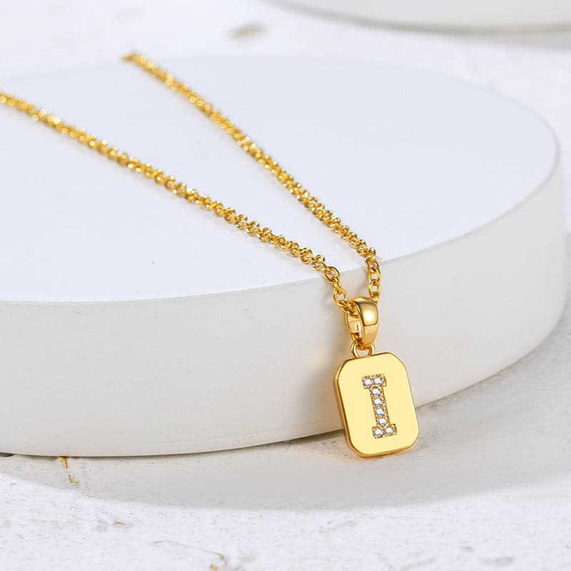 U7 Jewelry Initial Necklace for Women Letter Necklace Square 