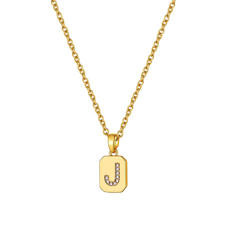 U7 Jewelry Initial Necklace for Women Letter Necklace Square 