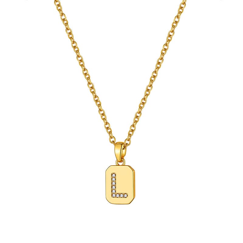 U7 Jewelry Initial Necklace for Women Letter Necklace Square 