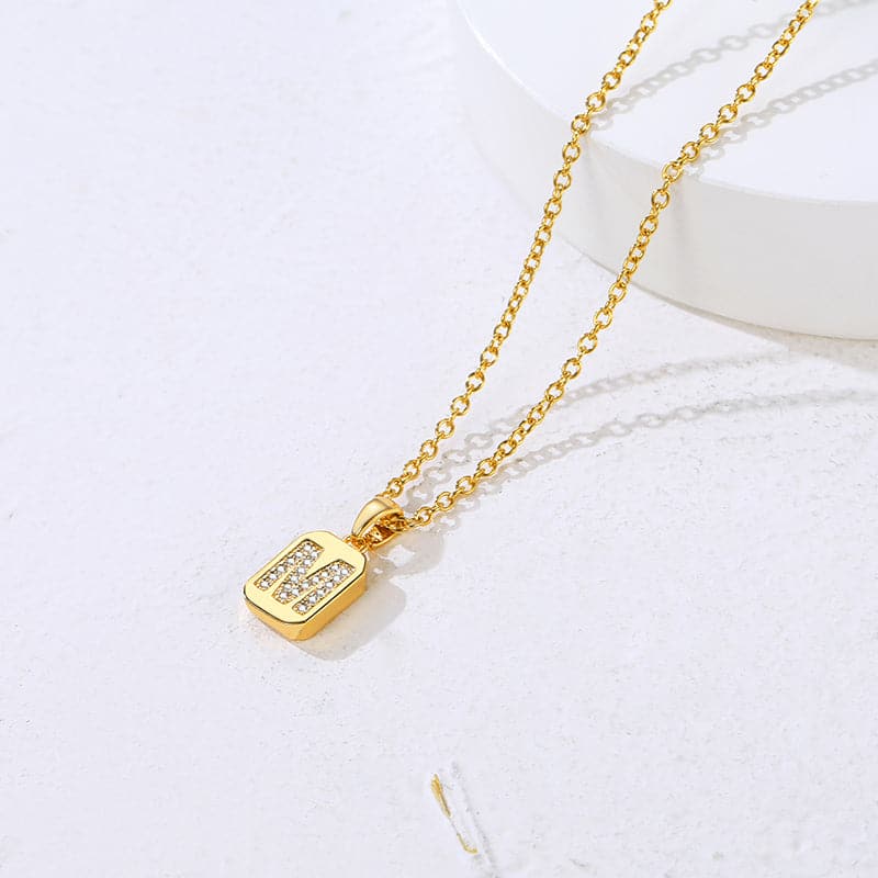 U7 Jewelry Initial Necklace for Women Letter Necklace Square 