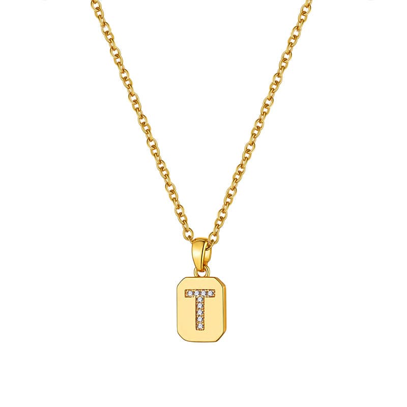 U7 Jewelry Initial Necklace for Women Letter Necklace Square 