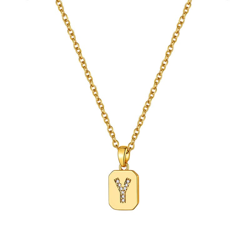 U7 Jewelry Initial Necklace for Women Letter Necklace Square 