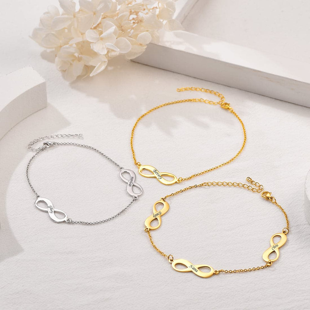 U7 Engraved Infinity Anklet for Women Gold Ankle Chain Bracelet for Summer 