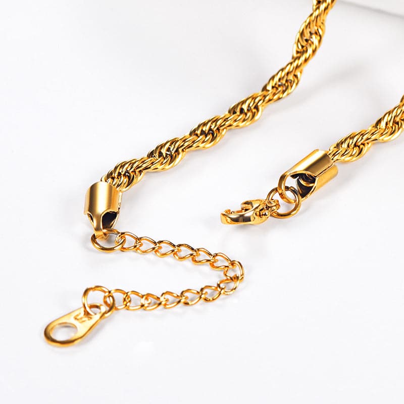 Twisted Rope Chain Anklet for Women Gold Ankle Bracelet 3MM Wide 