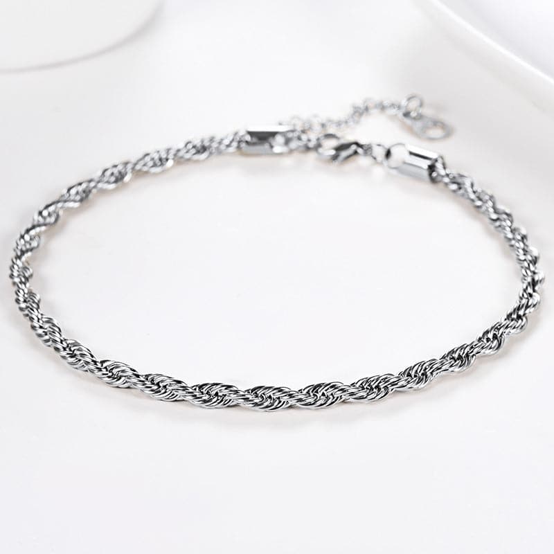 Twisted Rope Chain Anklet for Women Gold Ankle Bracelet 3MM Wide 