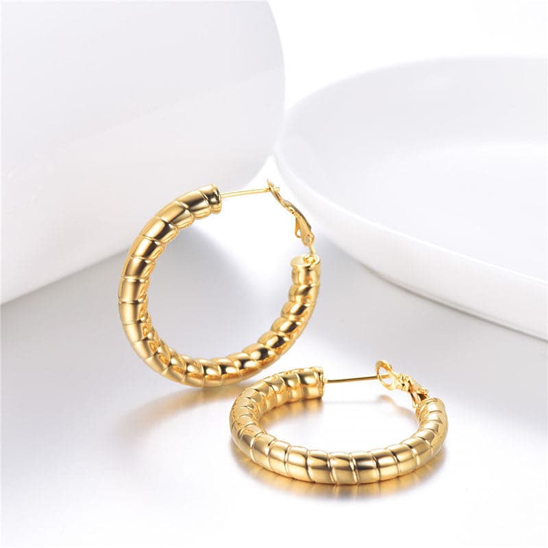 Tube Hoop Earrings 18K Gold Plated Hollow For Women 