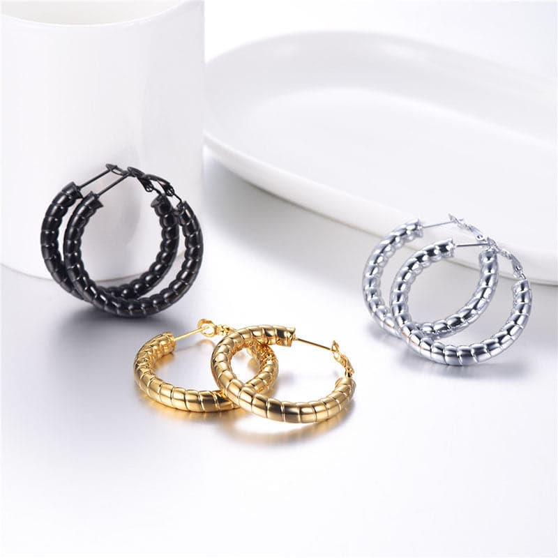 Tube Hoop Earrings 18K Gold Plated Hollow For Women 