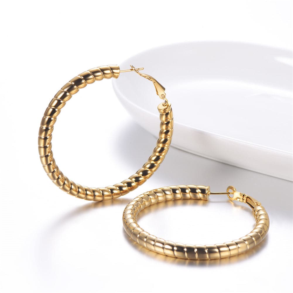 Tube Hoop Earrings 18K Gold Plated Hollow For Women 