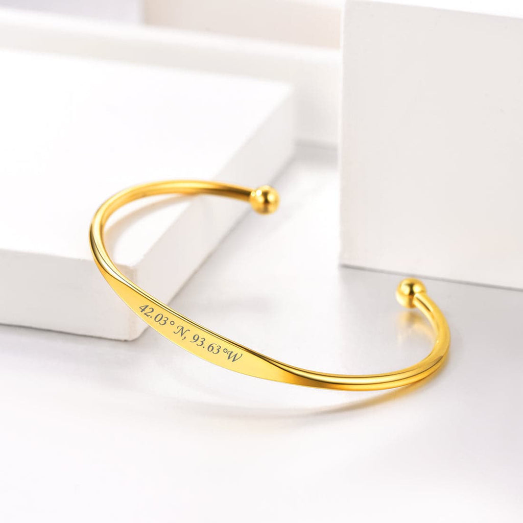 Adjustable Custom Engraving Highly Polished Stackable Cuff Bangle 