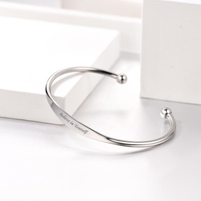 Adjustable Custom Engraving Highly Polished Stackable Cuff Bangle 