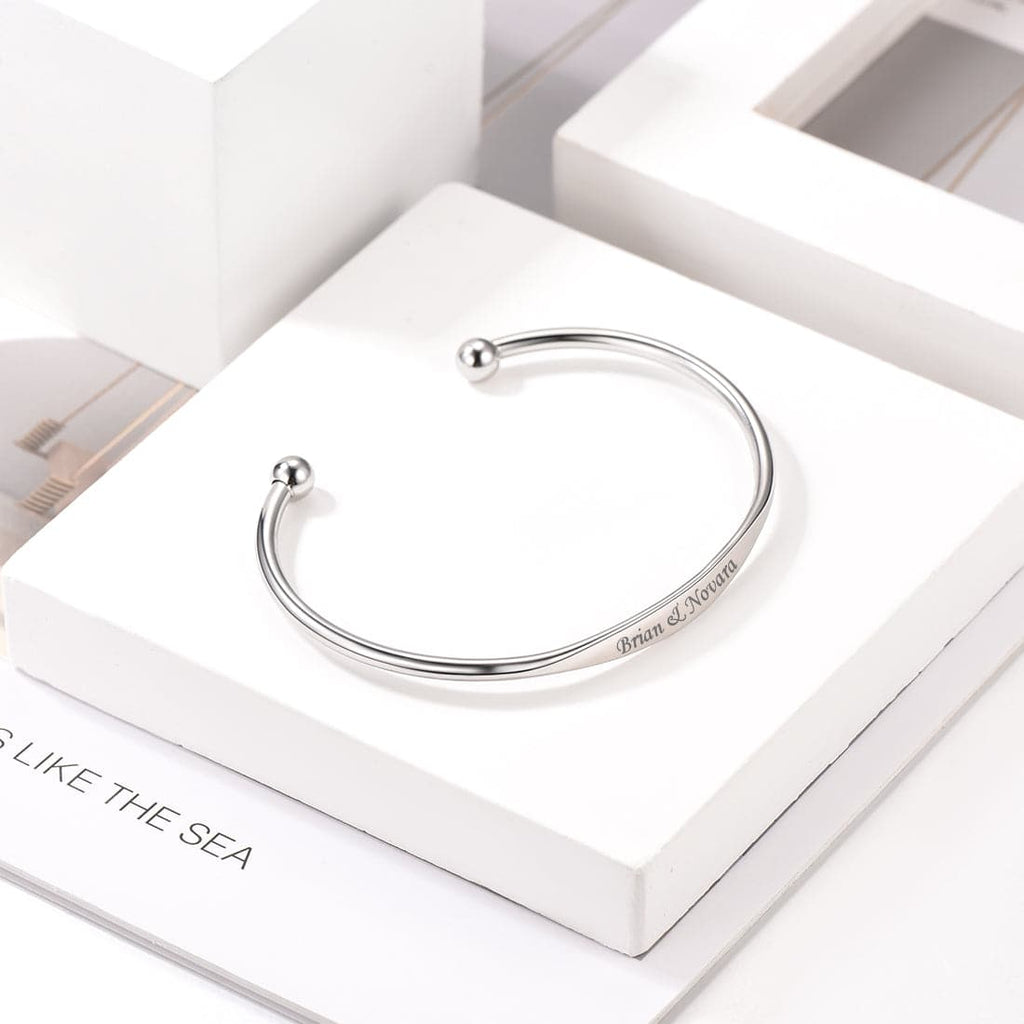 Adjustable Custom Engraving Highly Polished Stackable Cuff Bangle 