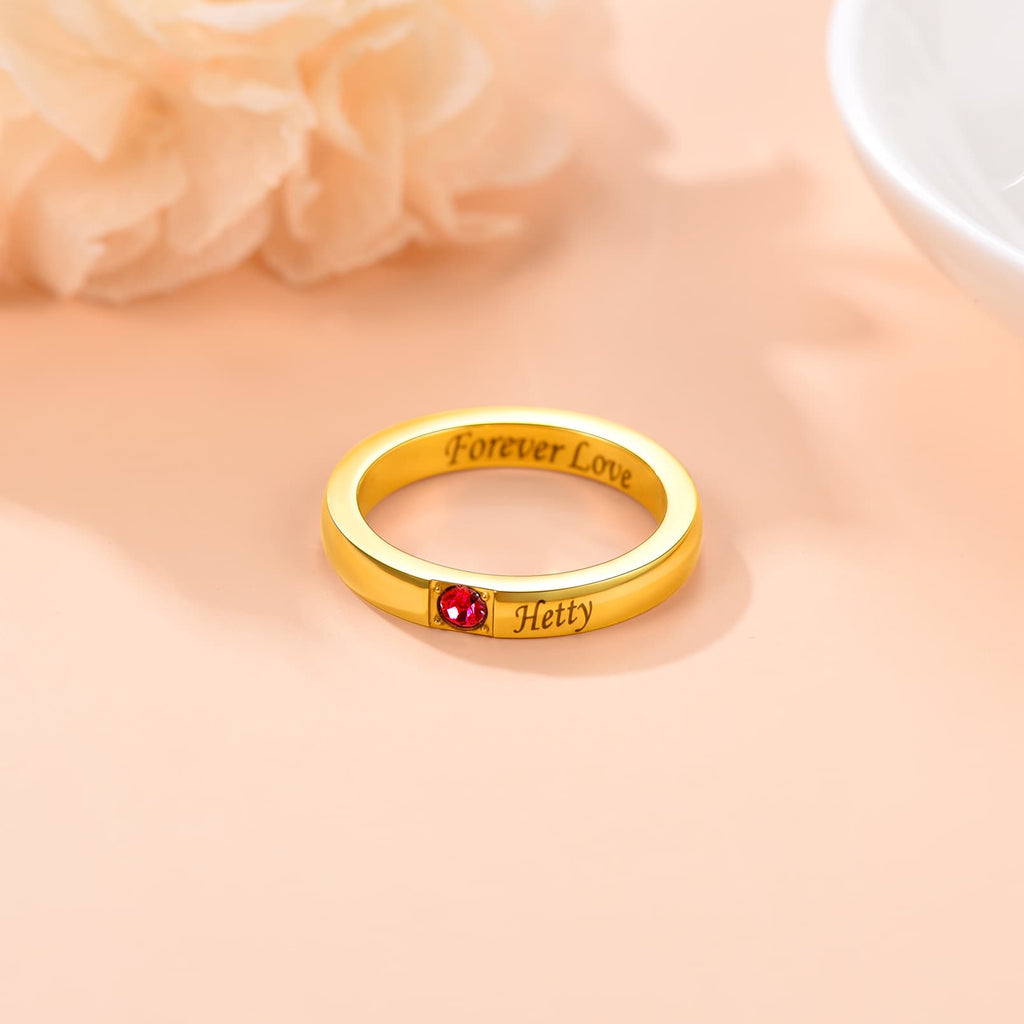 Family Birthstone Ring With Custom Names For Women 