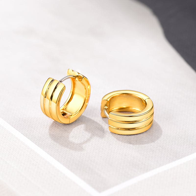 Small Chunky Gold Huggie Wrap Hoop Earrings Sterling Silver Post 