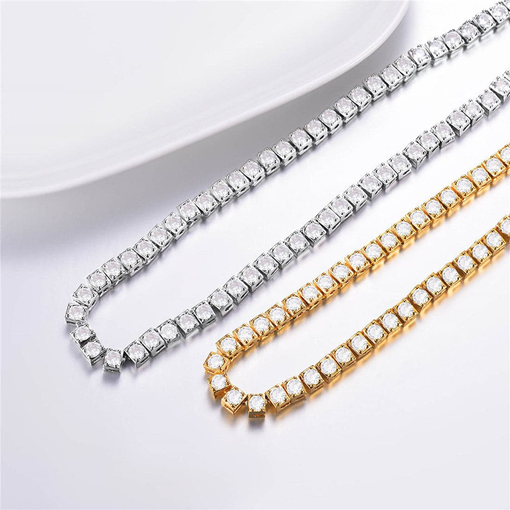 Gold Chain For Men Women 4MM CZ Square Link Tennis Chain Necklace 