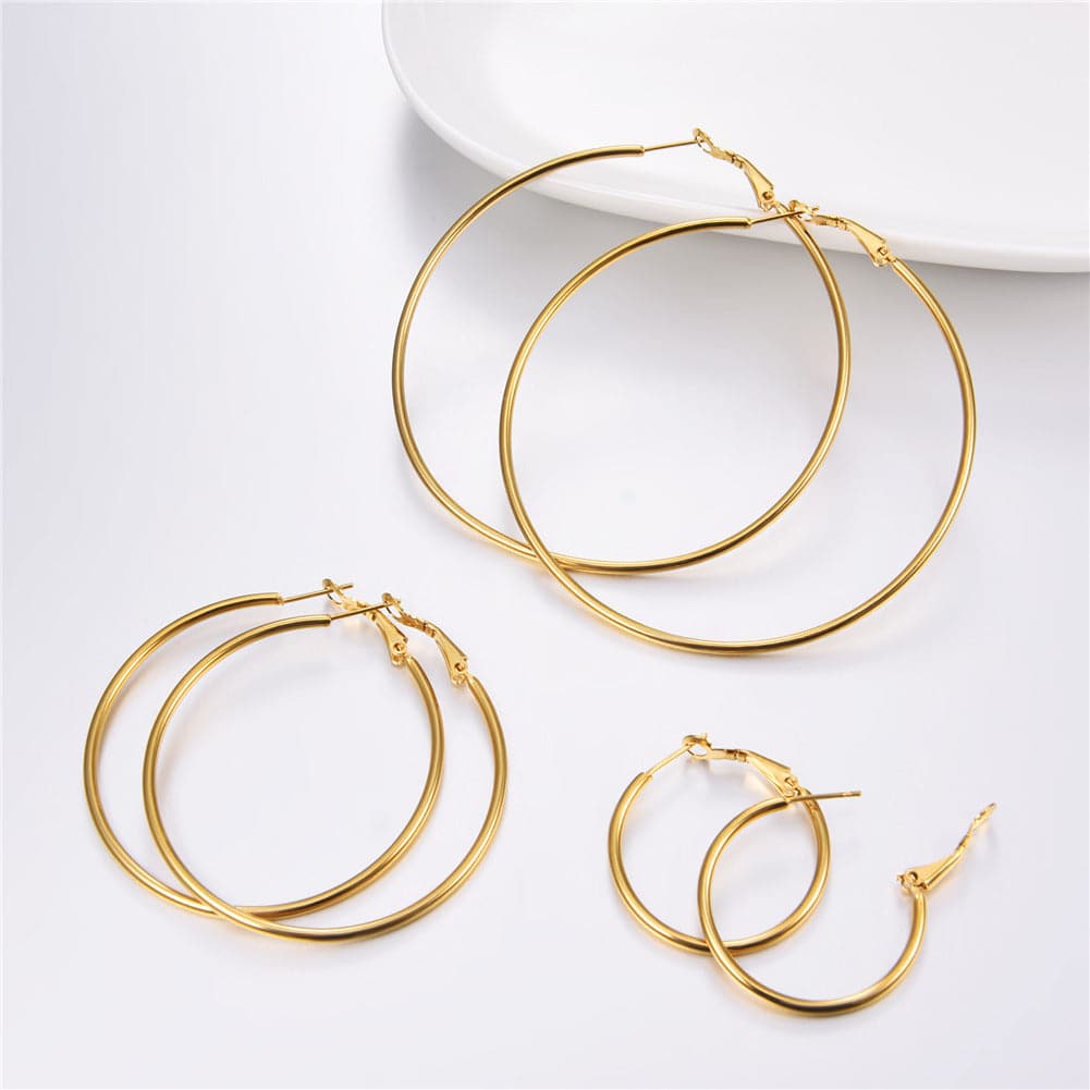 Round Hoop Earrings Statement Lightweight Oversized For Women 