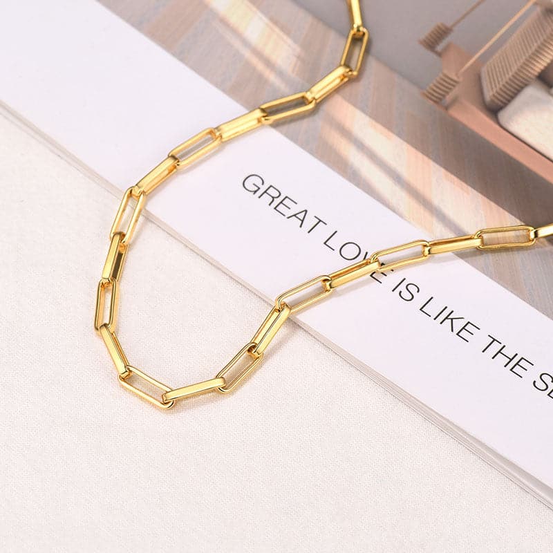 U7 Jewelry Dainty Paperclip Necklace Link Chain Choker For Women 