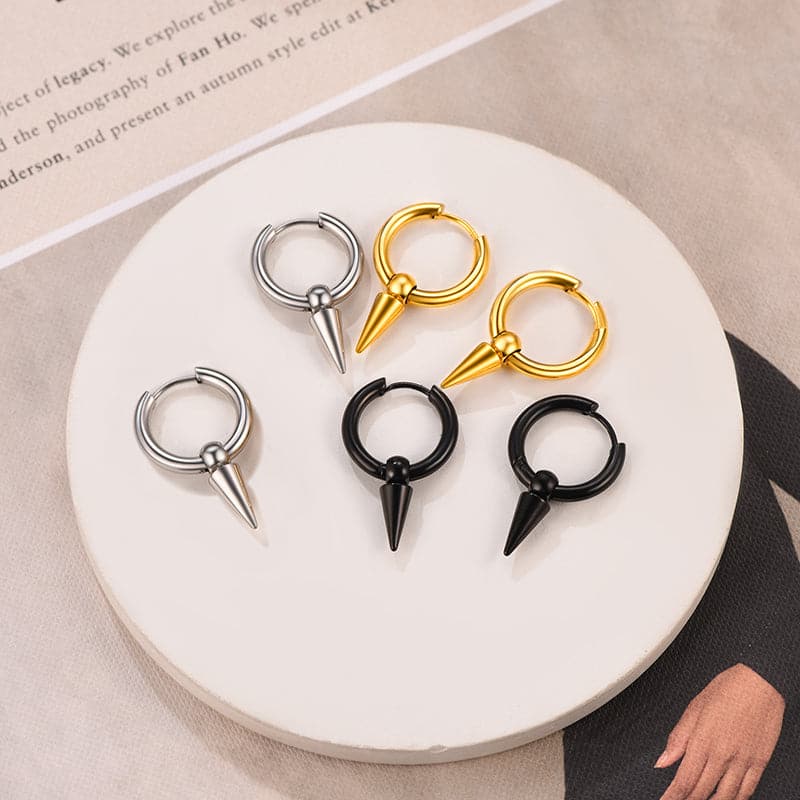 Punk Polished Surgical Stainless Steel Cone Earrings For Men Women 