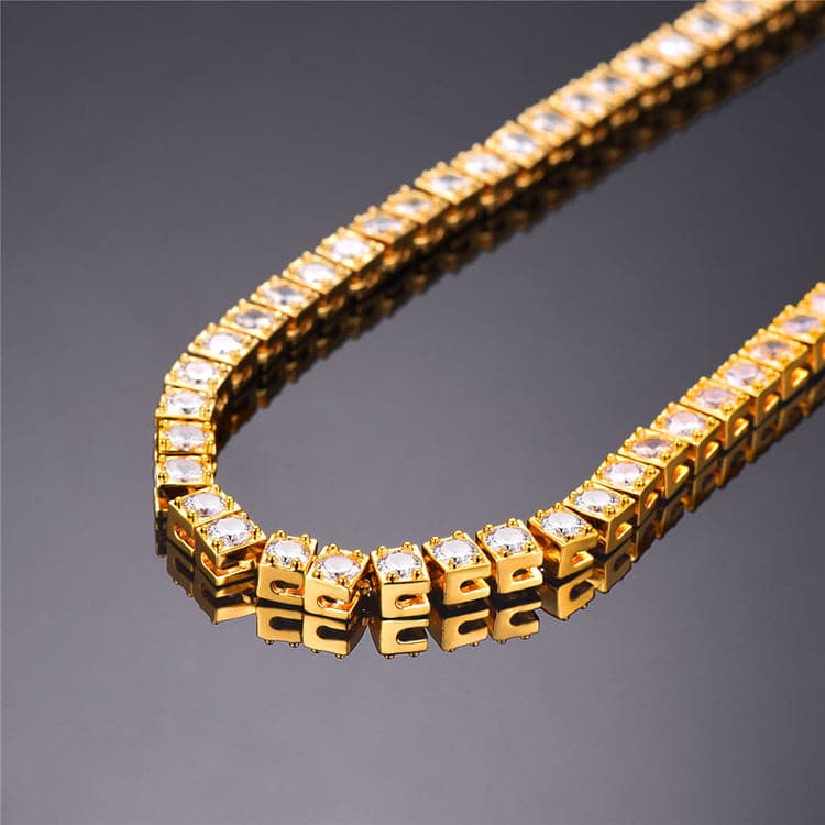 Gold Chain For Men Women 4MM CZ Square Link Tennis Chain Necklace 