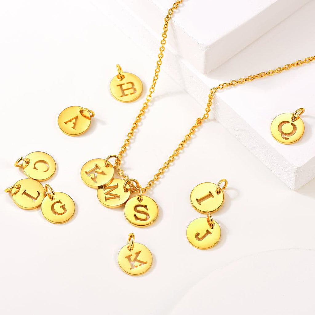 Custom Engraved Two-Tone A-Z Initial Necklace 18K Gold Plated 