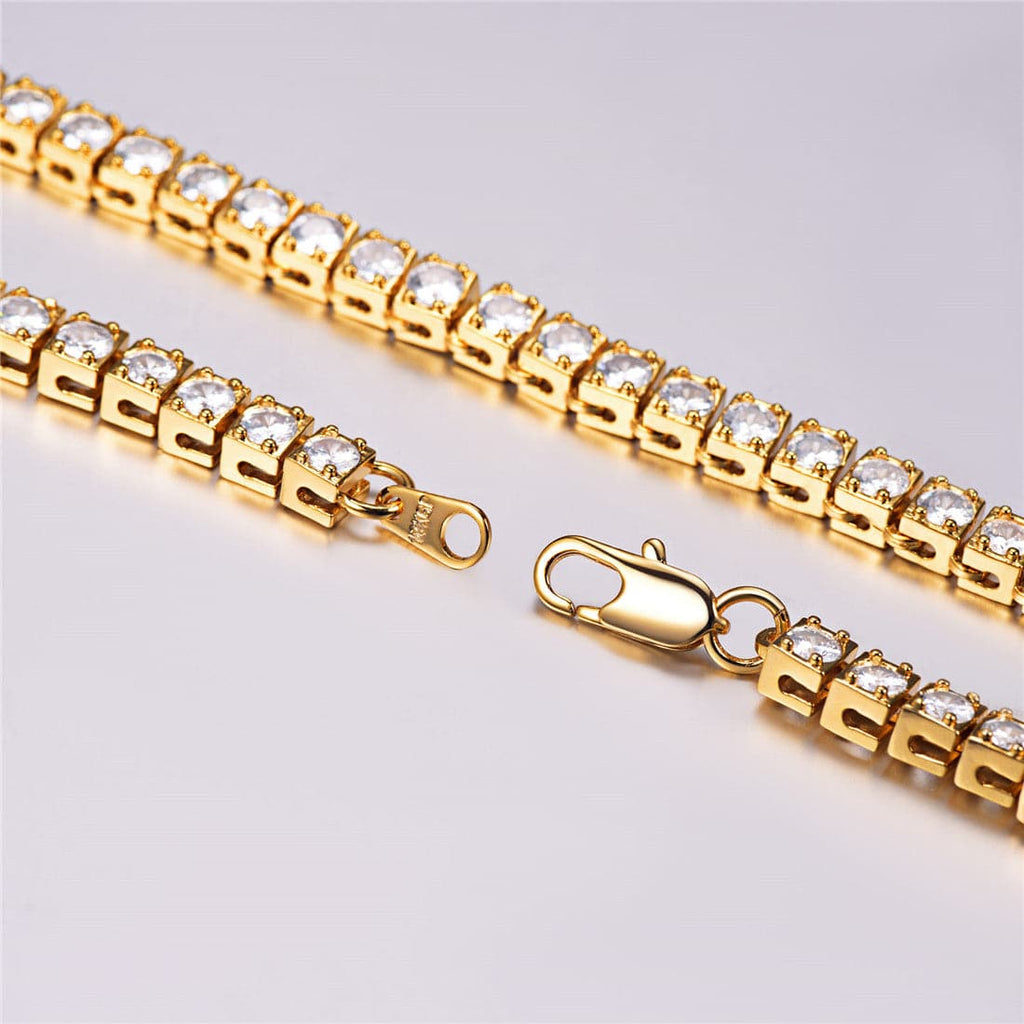 Gold Chain For Men Women 4MM CZ Square Link Tennis Chain Necklace 