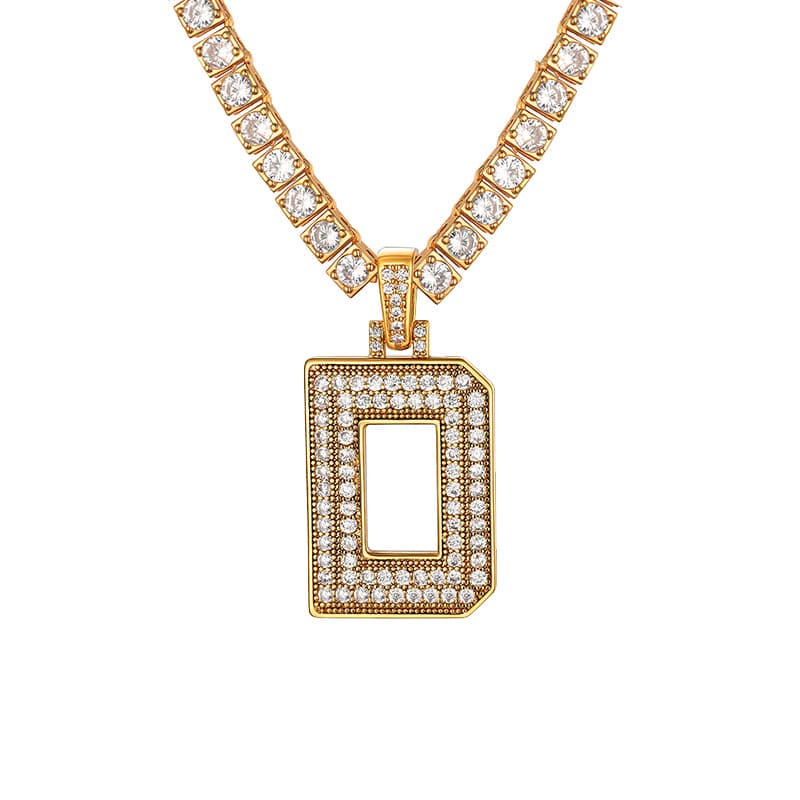 Personalized Gold Plated Full Cubic Zirconia A-Z Letter Initial Necklace 