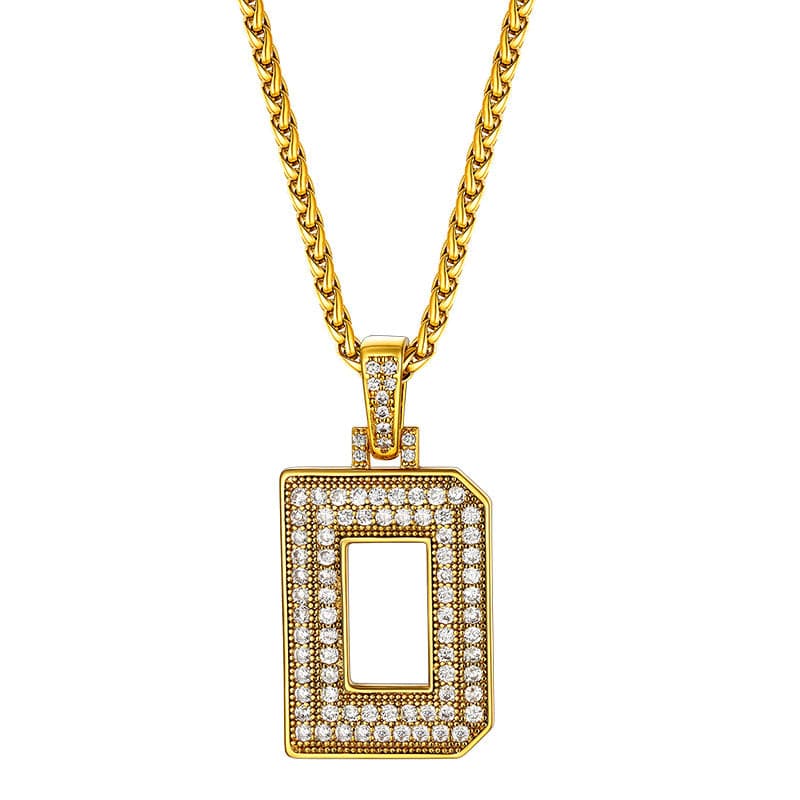 Personalized Gold Plated Full Cubic Zirconia A-Z Letter Initial Necklace 