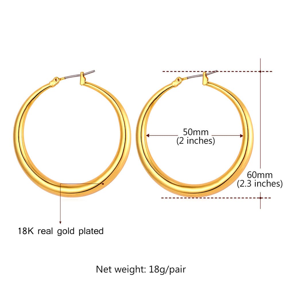 Round Hoop Earrings Statement Lightweight Oversized For Women 