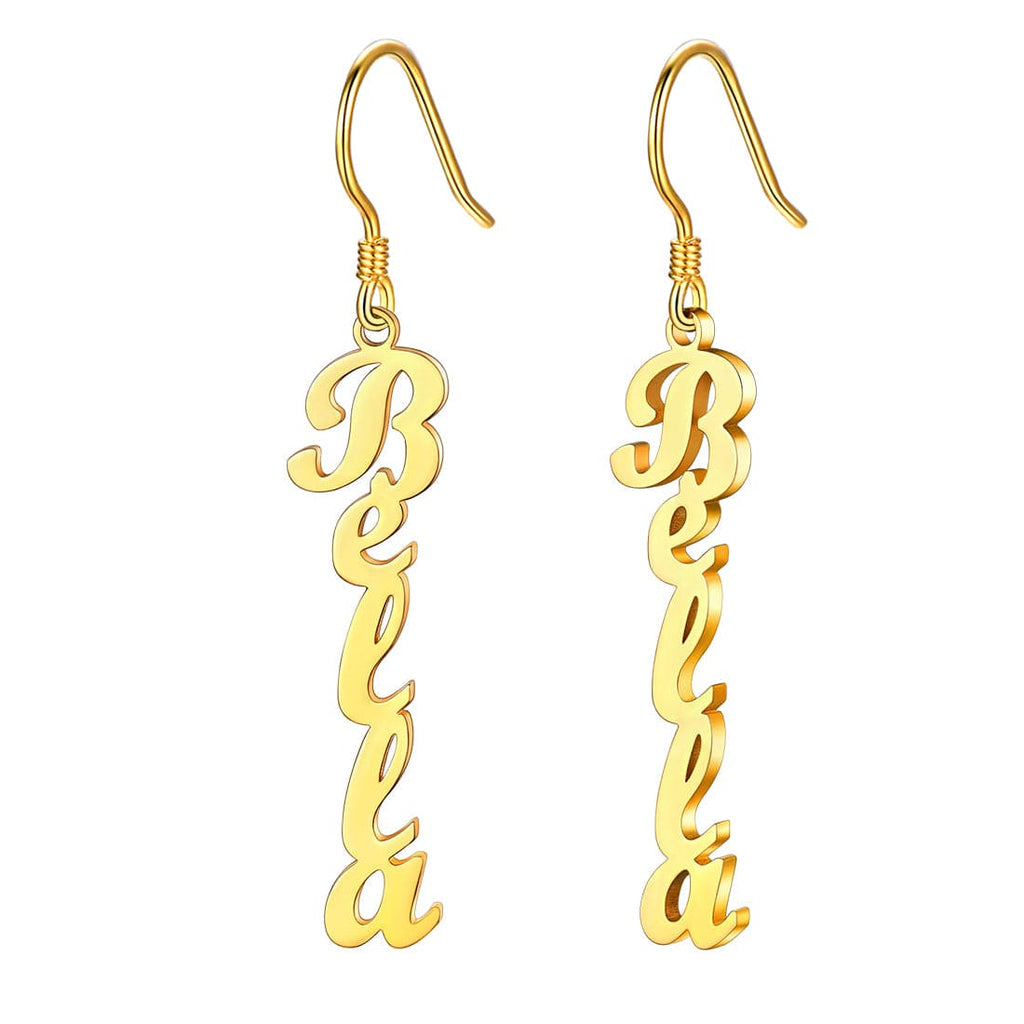 U7 Personalized Custom Name Drop Earrings Dangle Hoop For Girls 