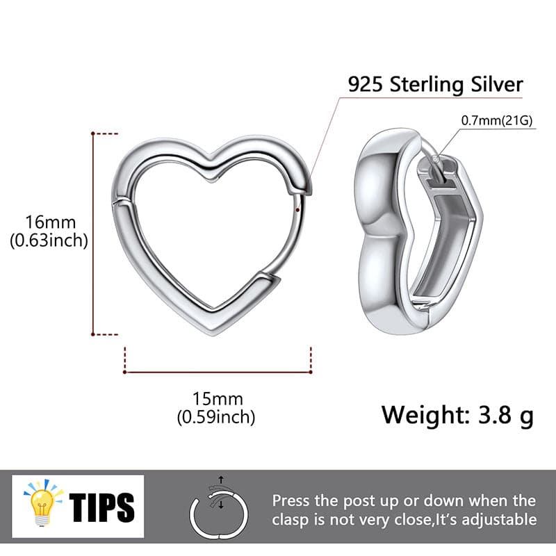 Gold Plated Heart Huggie Hoop Wrap Earrings 925 Sterling Silver Post 