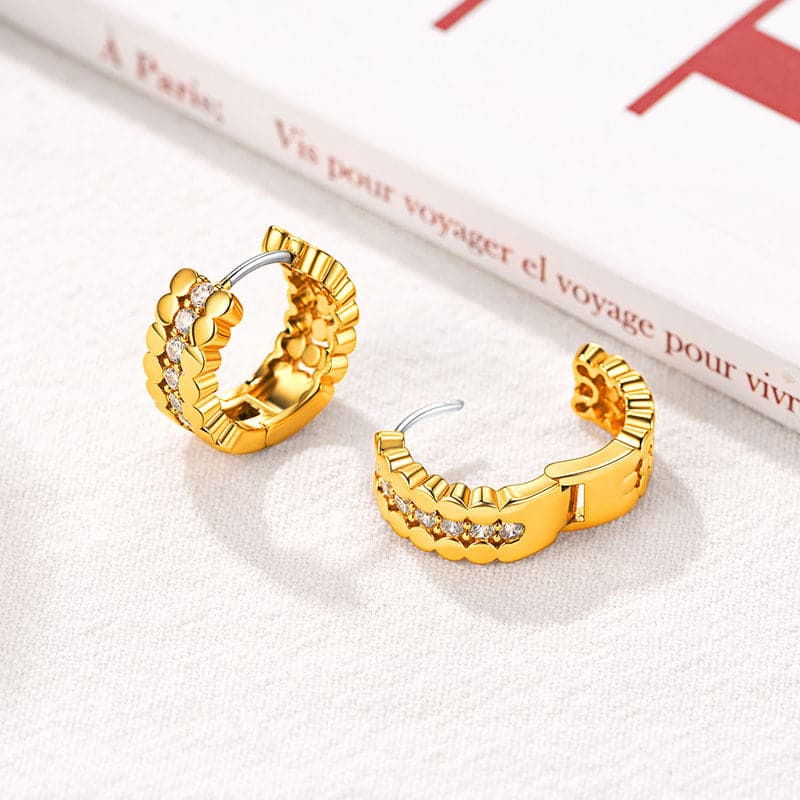 Chic Simple Gold Plated Cubic Zirconia Huggie Hoop Wrap Earrings 