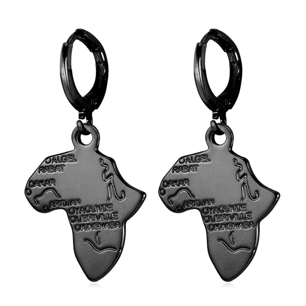 Africa Map Drop Earrings Custom 18K Gold Plated Ethnic African Style For Women 